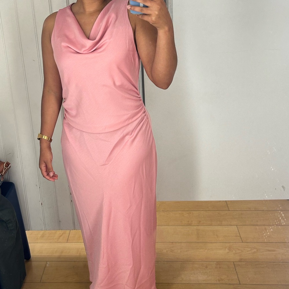 🩷 Bebe Soft Pink Cowl Neck Dress
